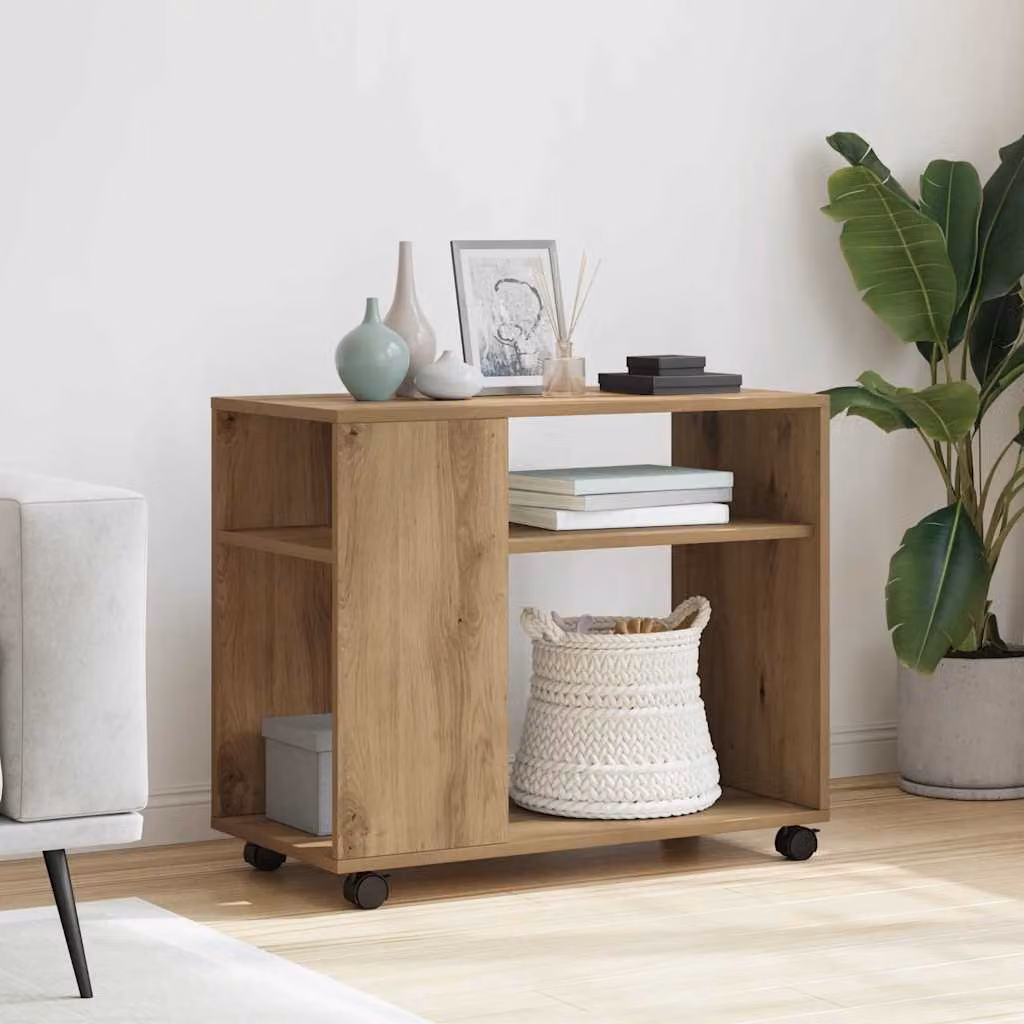 vidaXL Tavolino con Ruote Moderno in Truciolato Marrone L: 70 cm, P: 35 cm, H: 60 cm