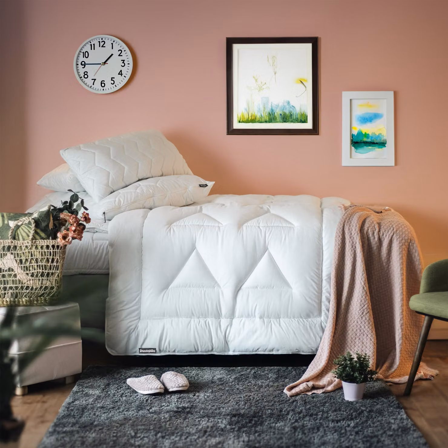 Piumino estivo Dunlopillo Life 155x220 cm | Antiallergico | Rivestimento in 100% cotone | Piumino leggero e traspirante