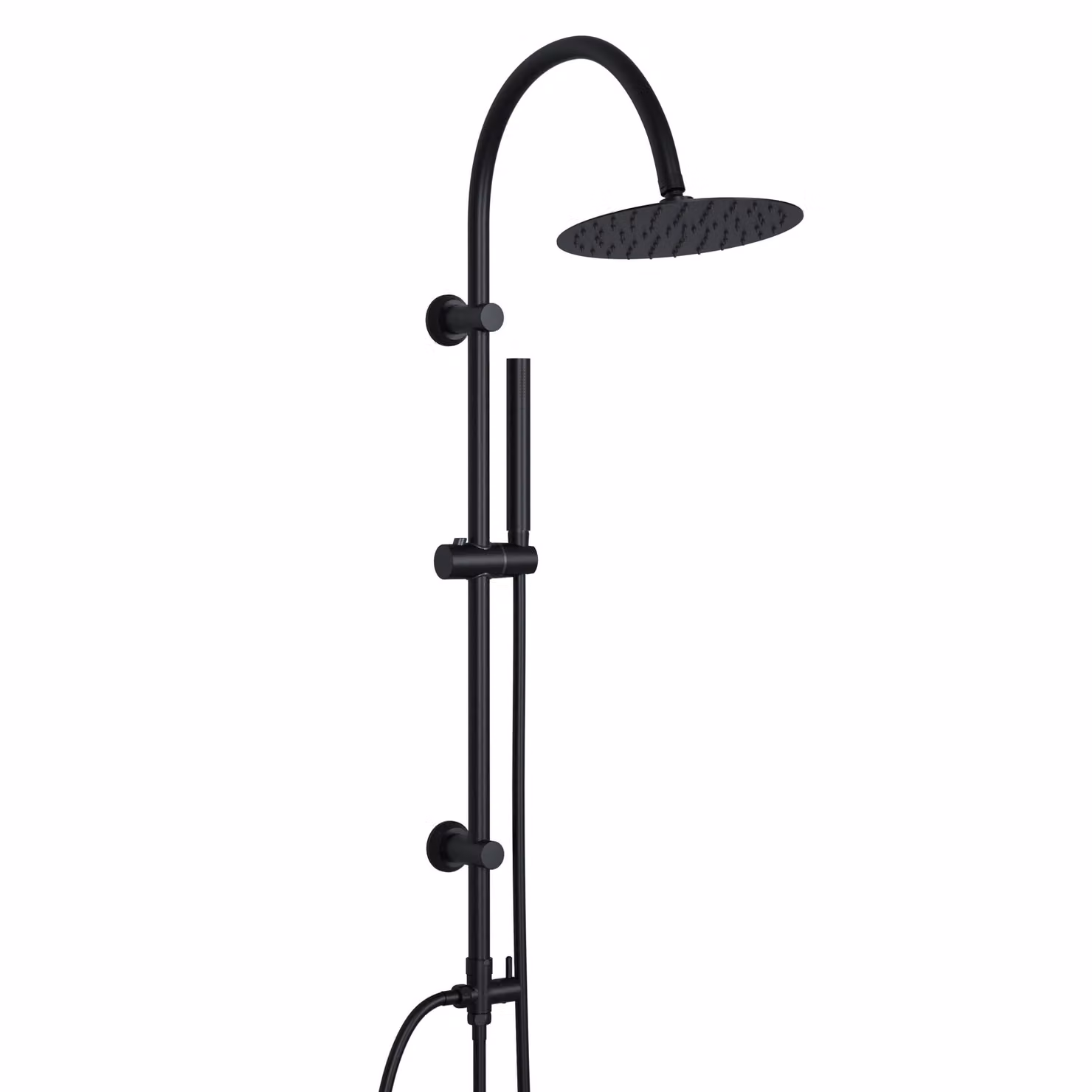JOHO Colonna Doccia idromassaggio Doccia Acciaio Inox Senza Miscelatore Fori Muro Regolabili Soffione Doccetta, asta doccia forma di U, D20cm Nero