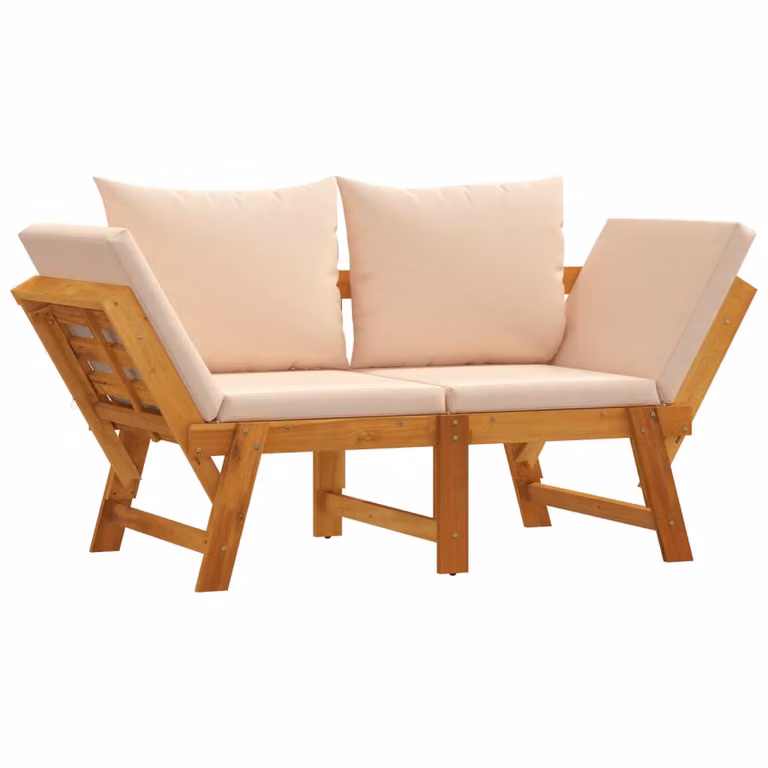 Panca da Giardino con Cuscini 2-in-1 in Legno di Acacia