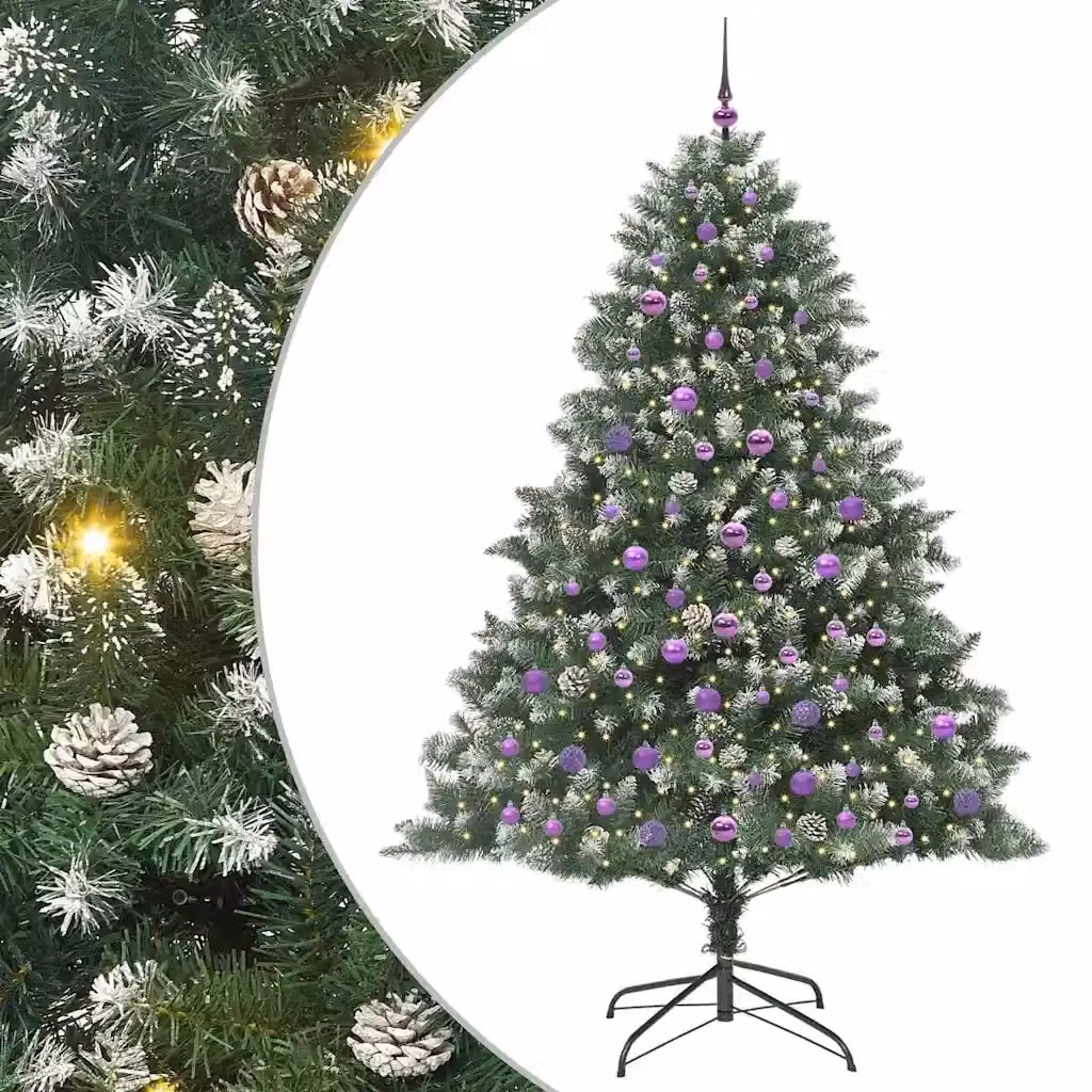 Albero di Natale artificiale verde con luci LED warm white vidaXL Altezza: 210 cm – 2