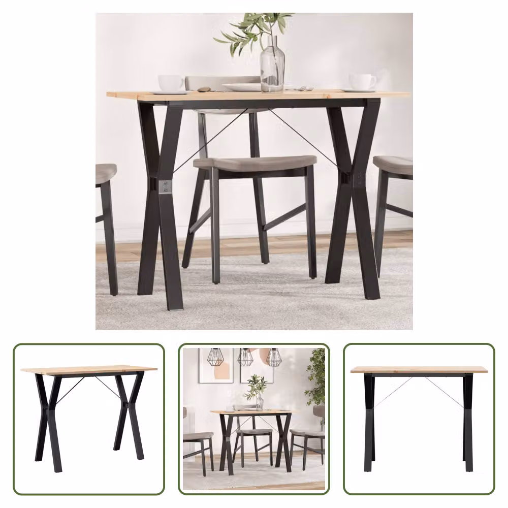 The Living Store Tavolo da pranzo con struttura a Y 100x50x75 cm in pino massiccio e ghisa