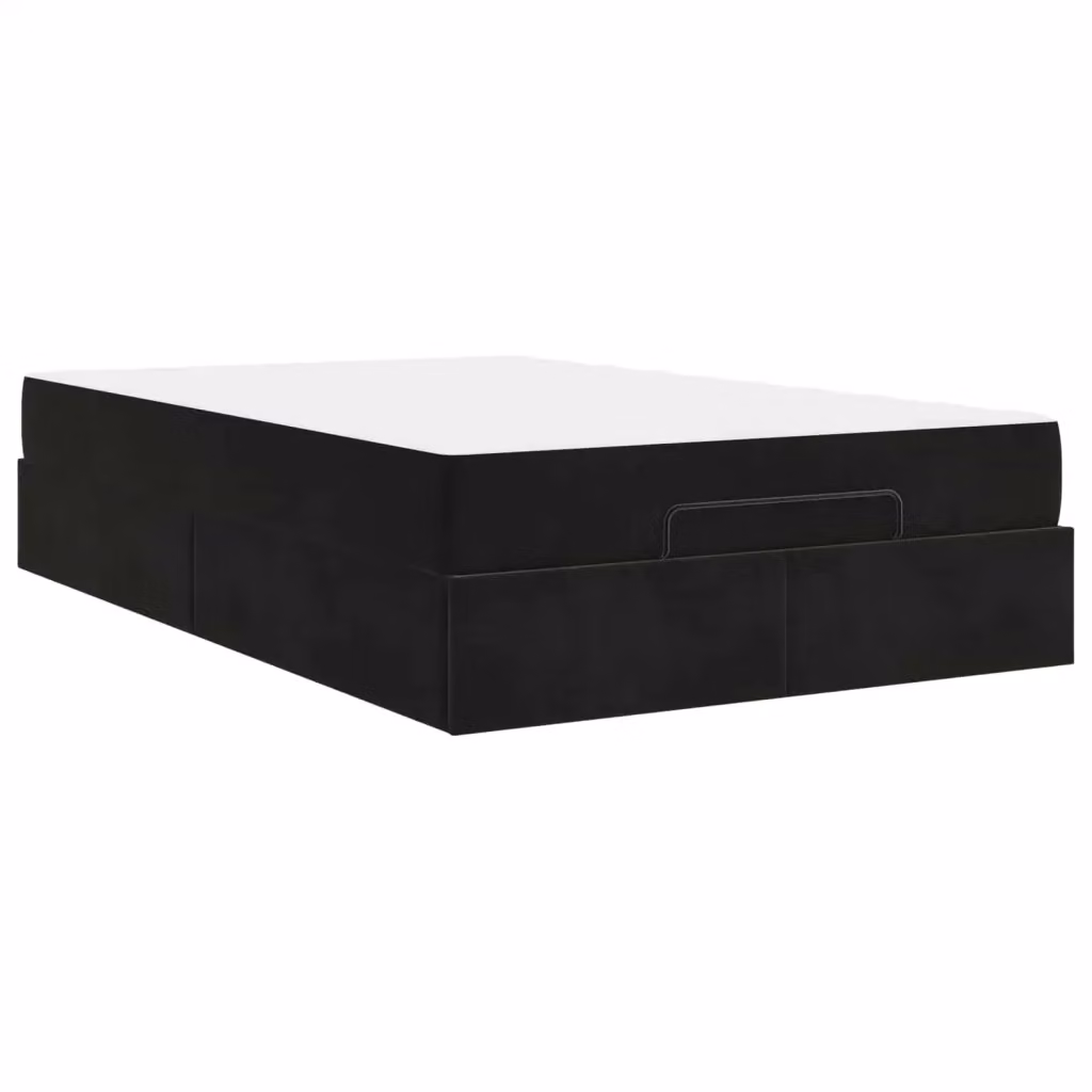 Letto moderno vidaXL con struttura in velluto nero e 2 materassi in schiuma L/P/H: 120 x 200 x 66 cm – 2