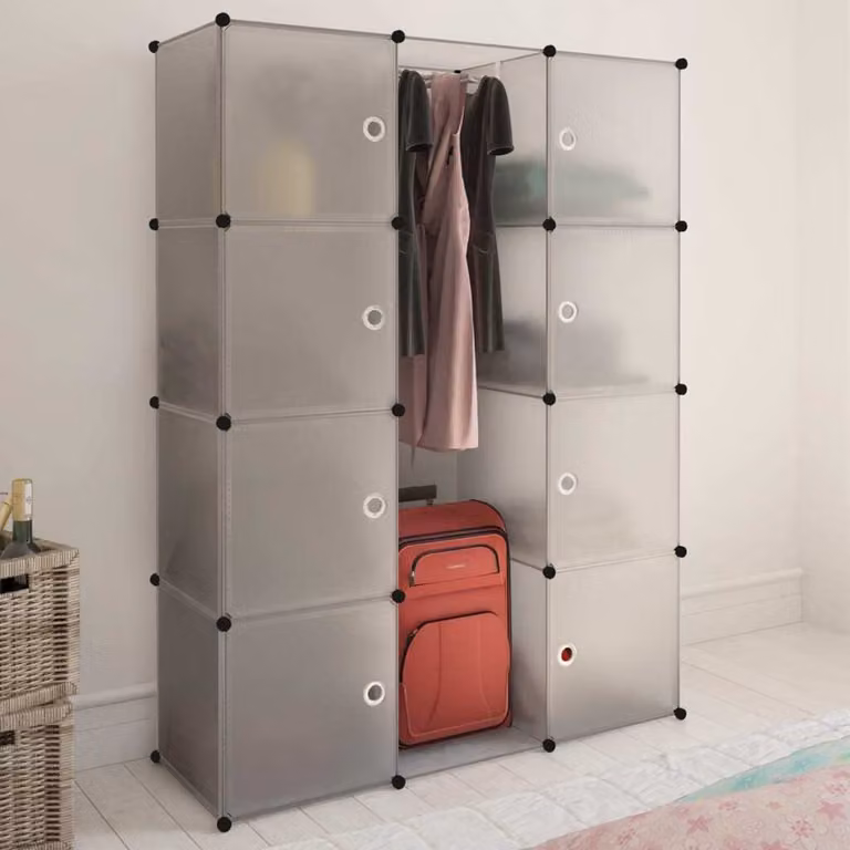 The Living Store Armadio componibile a 9 scomparti 37x115x150 cm Bianco