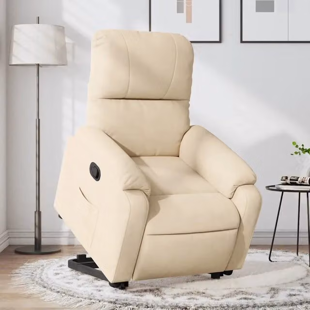 Divano Sedia-Poltrona Alzapersona Reclinabile Crema in Tessuto Microfibra 249048