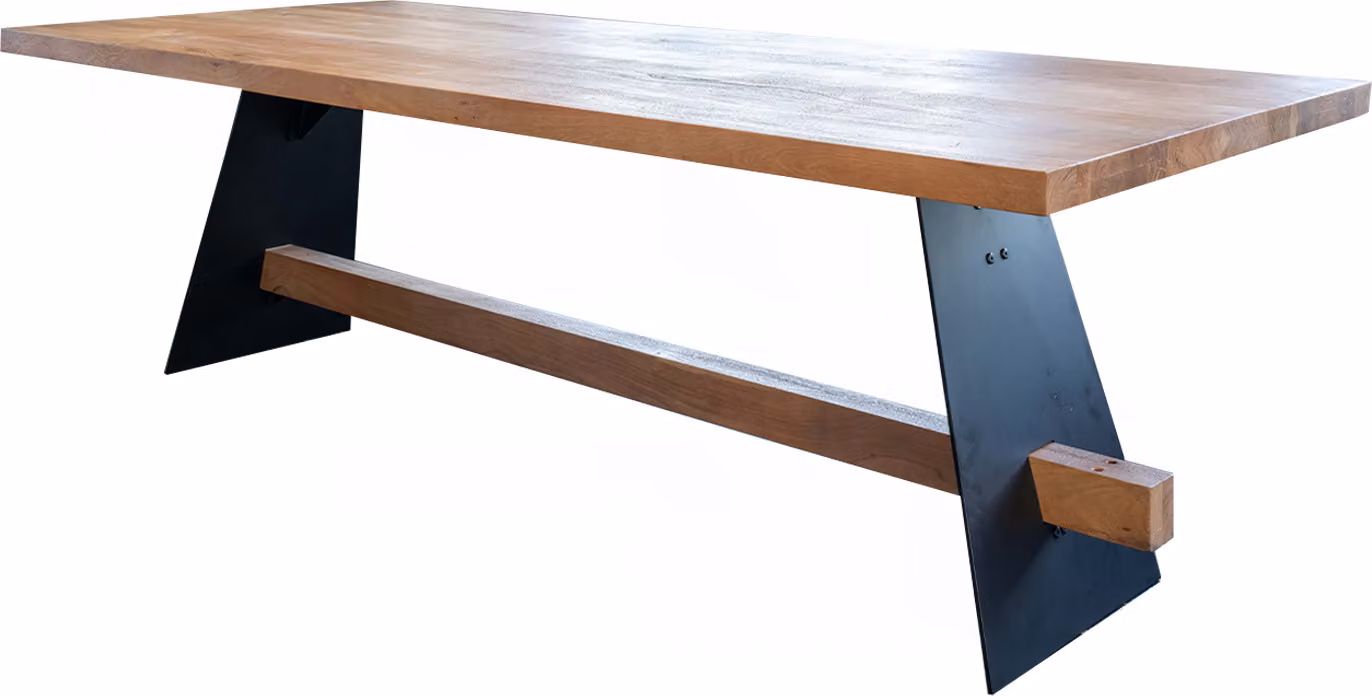 Tavolo da pranzo KAWOLA modello ARBORIO, in legno massello di acacia, con bordi dritti, dimensioni 260x100 cm