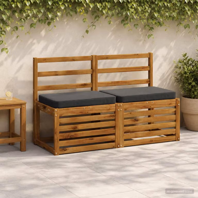Set di 2 cuscini per panchina vidaXL in poliestere, colore grigio antracite, design moderno rettangolare con rivestimento rimovibile e resistente ai raggi UV