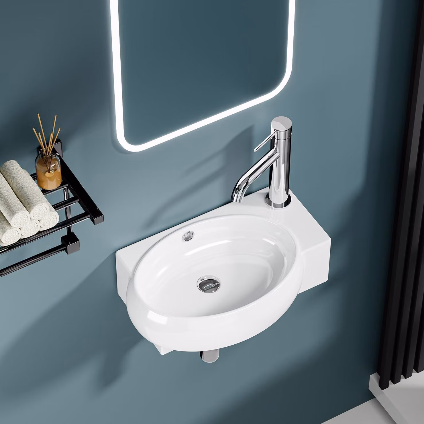 Lavabo a parete, design compatto e moderno
