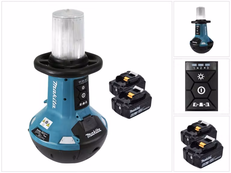 Makita DML 810 G Luce LED a batteria 18 / 36 V ( 2 x 18 V ) 5500 lm IP54 + 2x batteria 6,0 Ah - senza caricabatteria