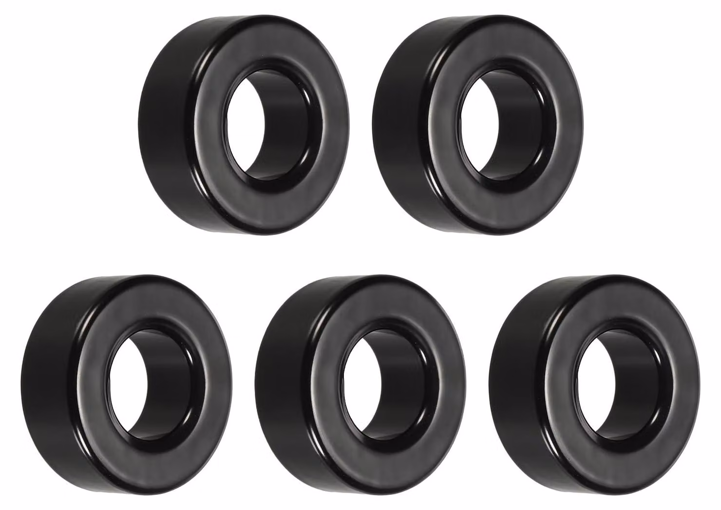5 nuclei toroidali in ferrite, dimensioni 23,6 x 47 x 18,6 mm, colore nero