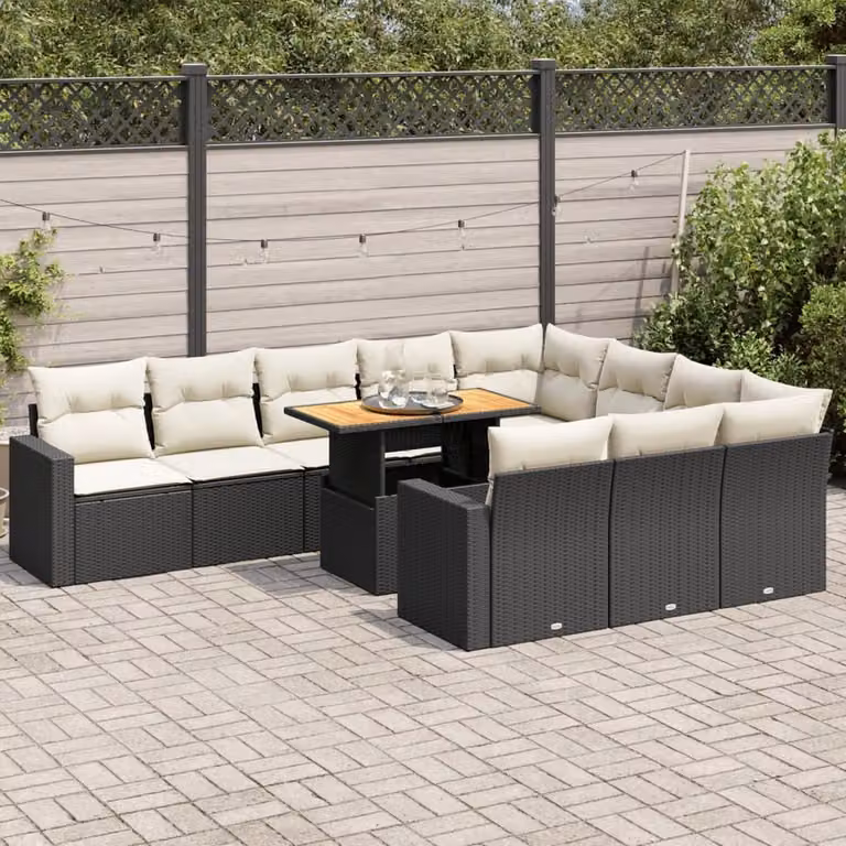 Maison Exclusive - Set da giardino 11 pezzi con cuscini in poly rattan nero