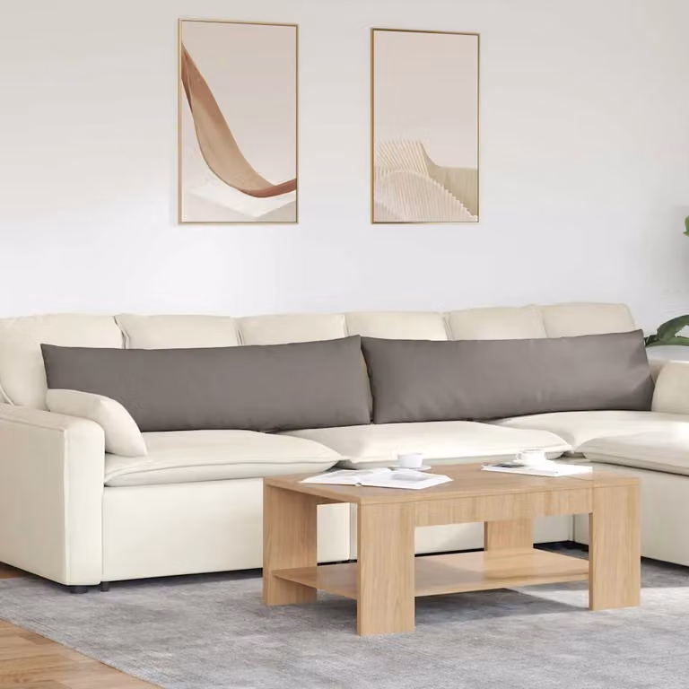 Set di 2 cuscini da divano vidaXL in tessuto di poliestere con fodera rimovibile e lavabile, L 145 cm x P 40 cm, disponibili in beige o grigio