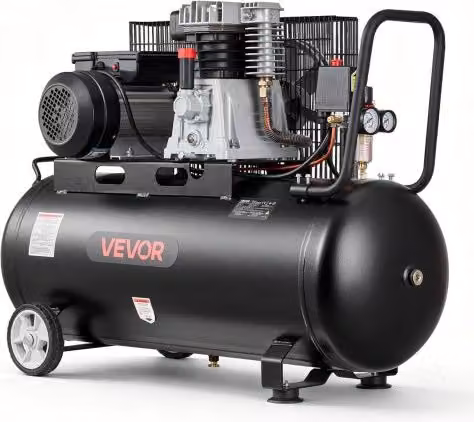 VEVOR Compressore d'Aria da 100 L con Trasmissione a Cinghia, 3 kW (4HP), Portata 226 L/min, Pressione Max 10 Bar, Nero