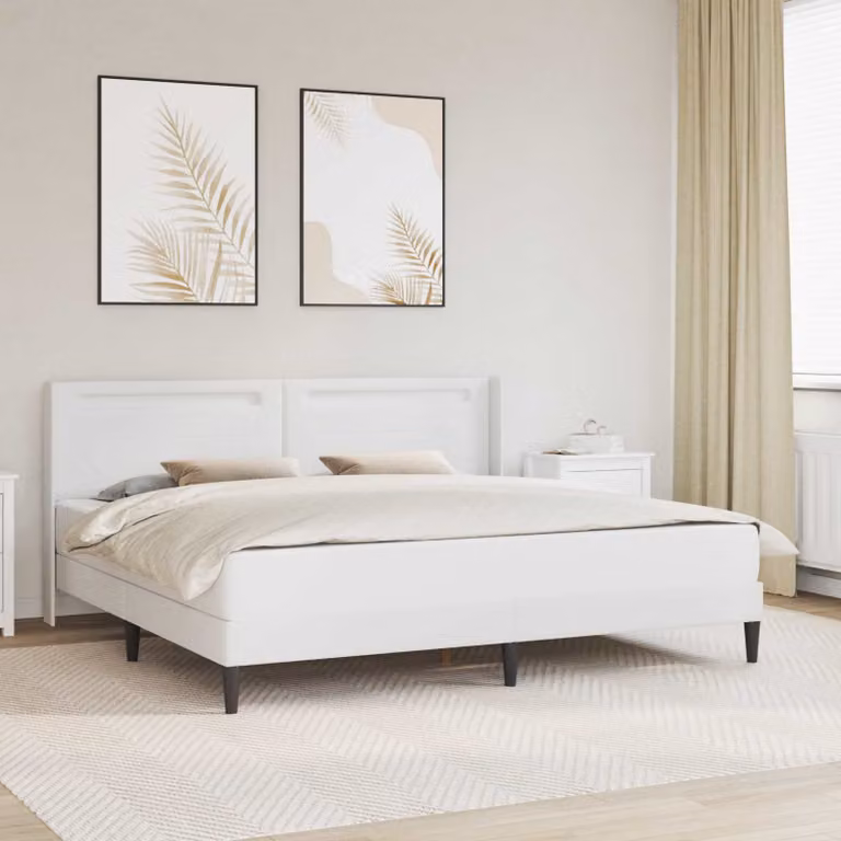 Letto matrimoniale moderno vidaXL in similpelle bianco con materasso e porta USB L/P/H: 180 x 200 x 103 cm