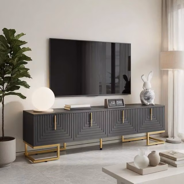Cassettiera per TV grigia in truciolato lunga 170 cm