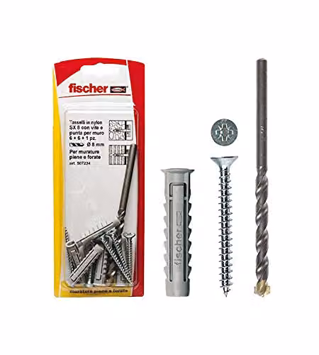 Fischer Tasselli e punta muro W 100 Tasselli SX 6 K con vite (10 Pz.)