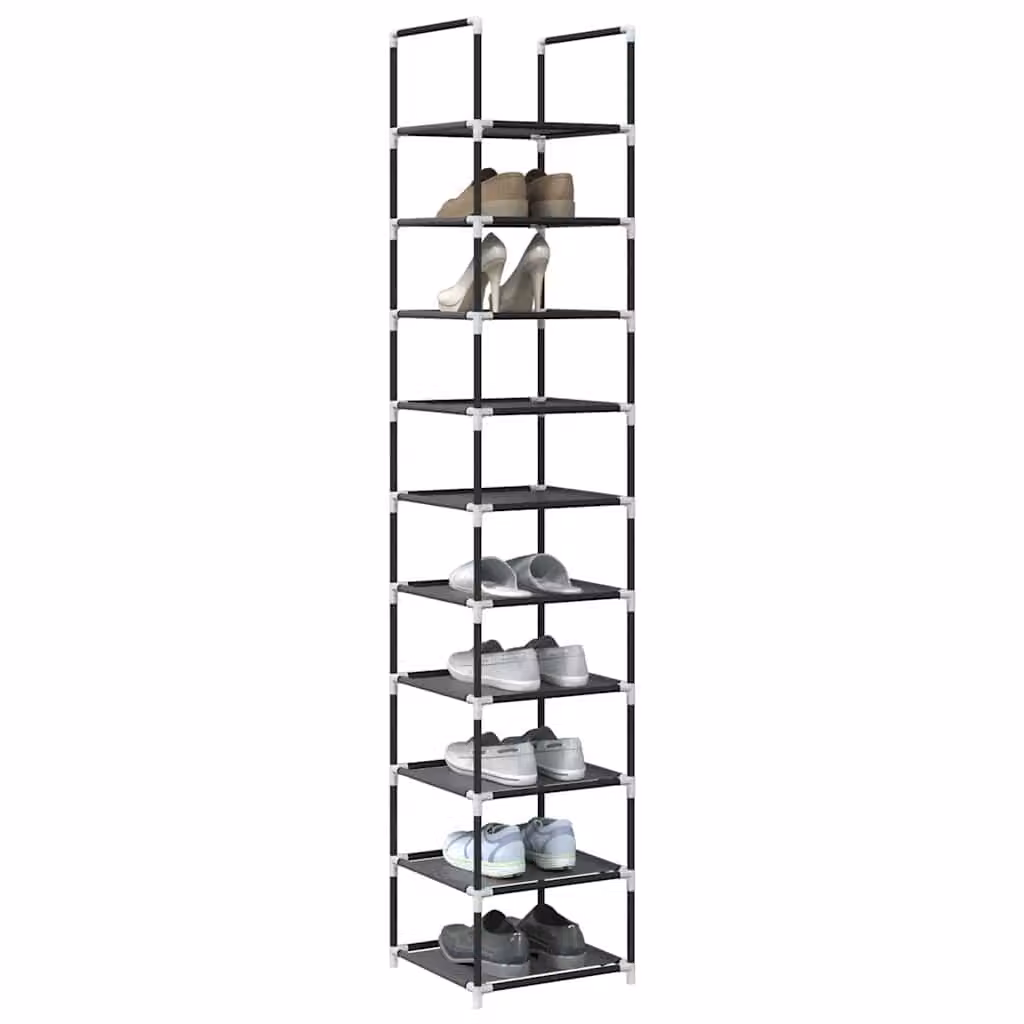 vidaXL Scarpiera 10 Ripiani Nera 33x33x174 cm in Tessuto Non Tessuto