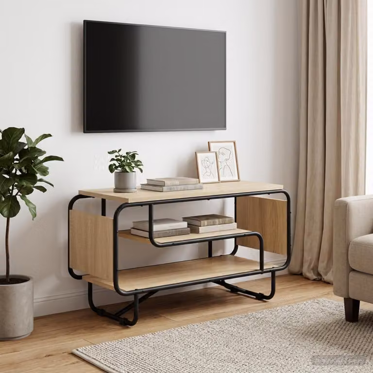 Supporto TV vidaXL in stile industriale, Rovere Sonoma e metallo, marrone, L 80 x P 36 x H 45 cm