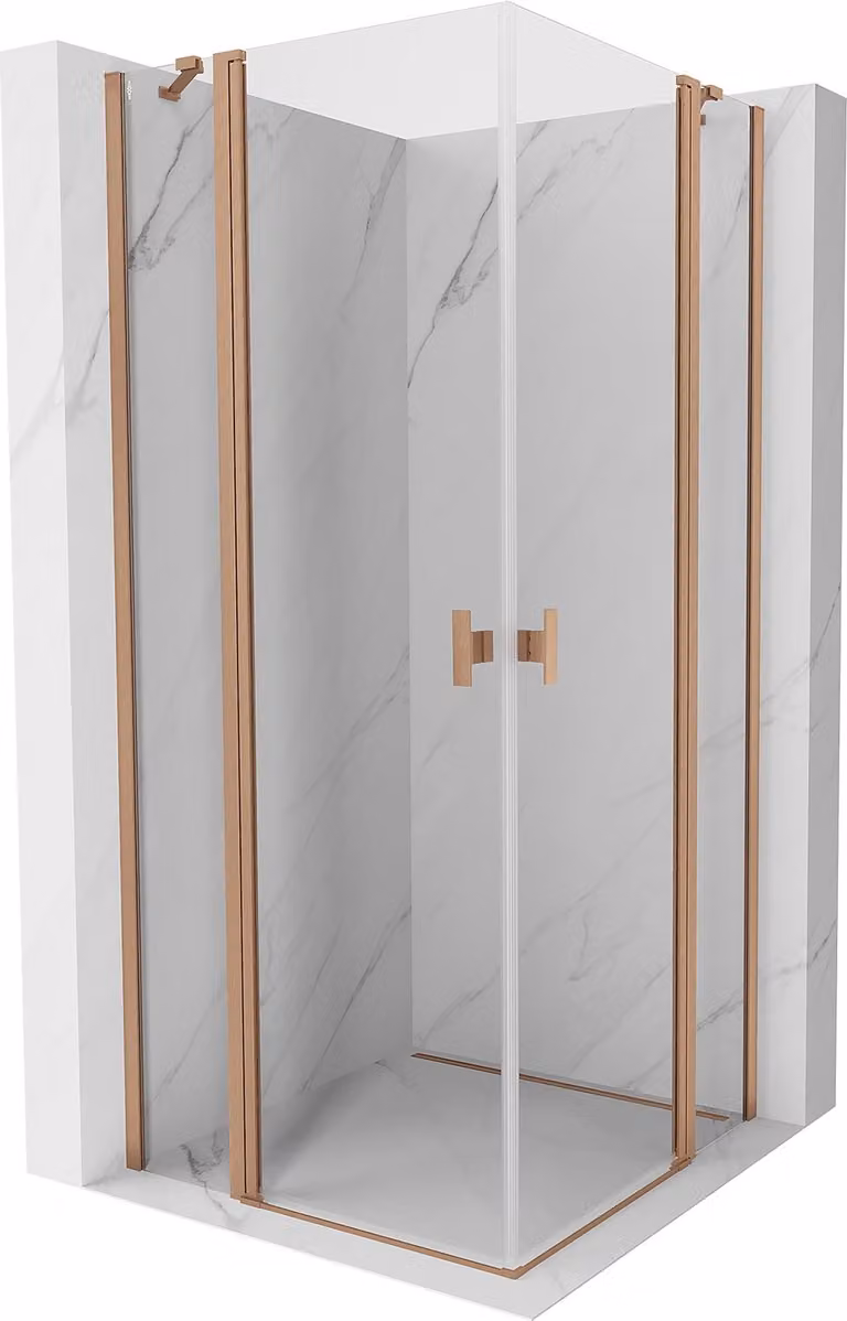 Mexen Mist Duo cabina doccia a battente 105 x 105 cm, trasparente, rame spazzolato - 8A4-105-105-65-00