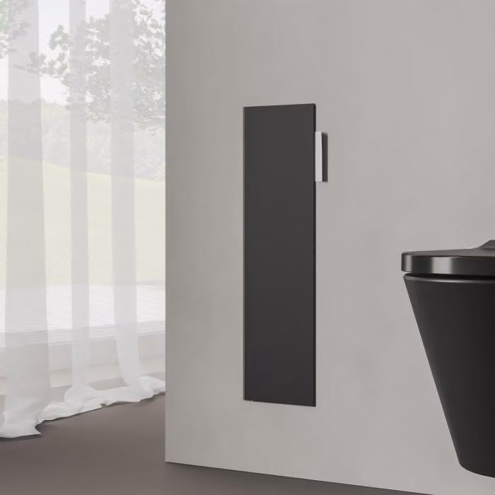 Modulo WC a incasso Kronenbach, design a cubo, 60 cm - frontale in vetro, apertura a sinistra