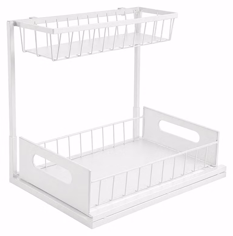 Organizzatore per lavello con 2 ripiani e cassetto estraibile
