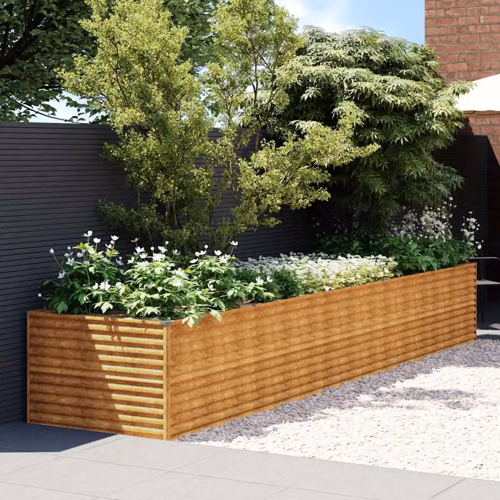 Fioriera Rialzata da Giardino vidaXL in Acciaio Corten Marrone L: 479 cm, P: 100 cm, H: 69 cm
