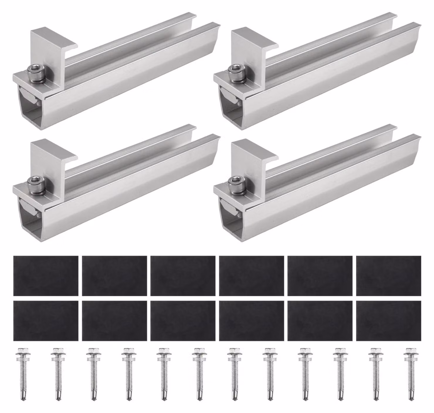 Sistema di montaggio per pannelli fotovoltaici, adatto a tetti a falde, alluminio, 30 mm, set da 4 pezzi