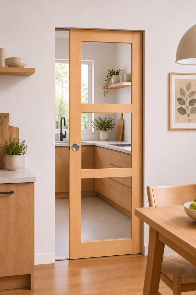 Porta scorrevole in legno Ayous con vetro trasparente H204 x L73 cm, incassata Gd Menuserie