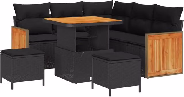 Set Divano da Giardino vidaXL 8 Pezzi con Cuscini Nero – 2