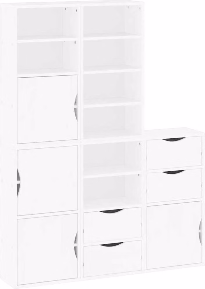Armadietti laterali 5 pz. ODDA Bianco 40x24x79 cm in legno di pino massiccio