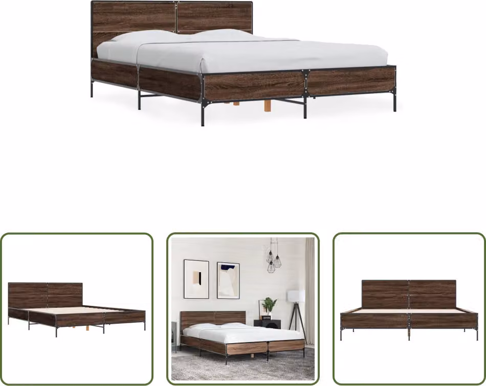 The Living Store Struttura letto in rovere marrone 120x200 cm Materiale legno Metallo