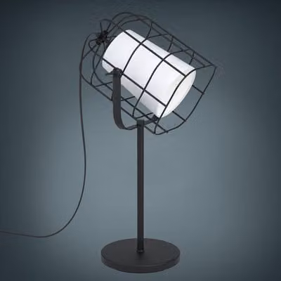 Lampada da tavolo a 1 luce HxLxL 57x27,5x26 cm Bittams bianco/nero con interruttore a cavo