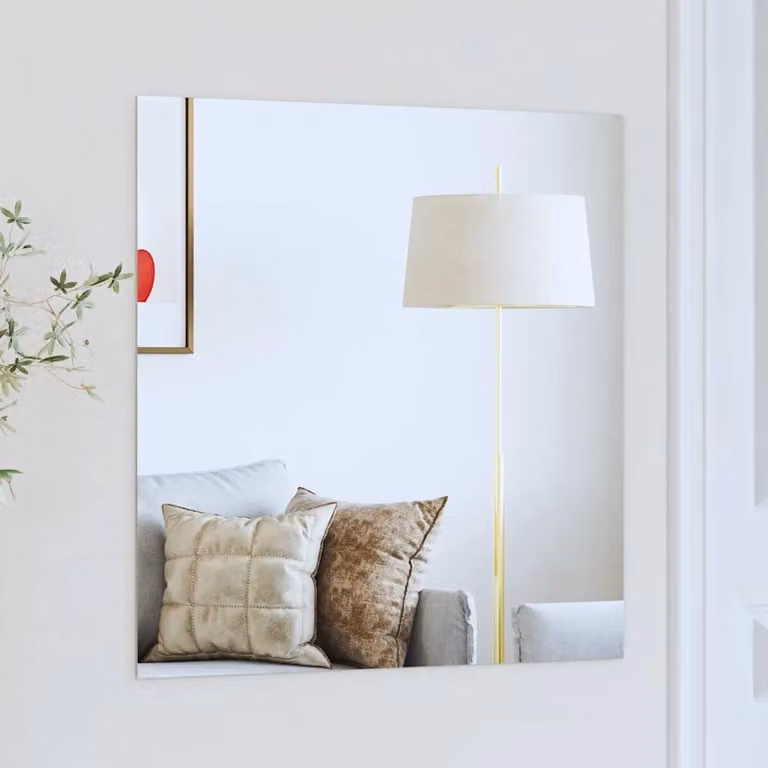 Specchio da parete quadrato vidaXL in vetro temperato argento L: 60 cm, H: 60 cm