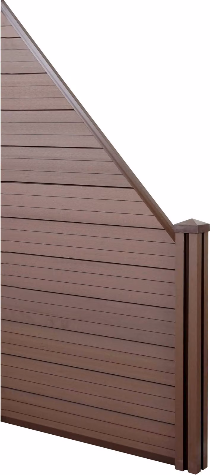 Schermo privacy WPC Sarthe, recinzione frangivento, palo WPC ~ elemento di prolungamento diagonale destro, 0,98 m marrone