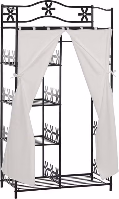 Armadio guardaroba Xylo con 5 ripiani e 2 ante in tessuto, nero e bianco, L: 84 cm, P: 42 cm, H: 159 cm
