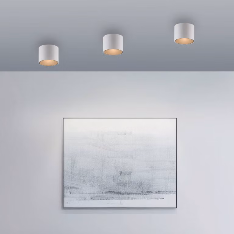 PURE Plafoniera Point, dimmerabile, Bianco / Opale, Bagno, Metallo, Moderno, Plafoniera