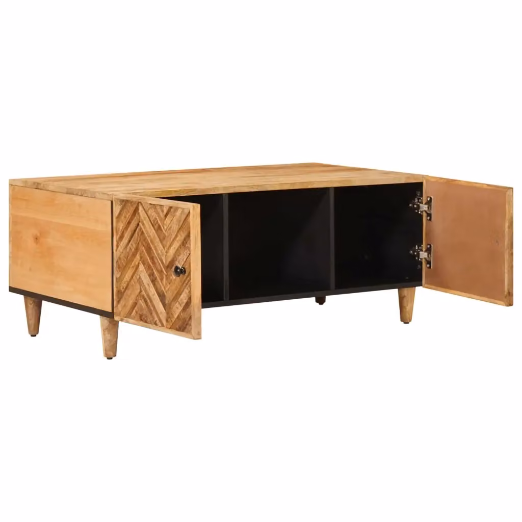 Tavolino da salotto moderno vidaXL in legno di mango marrone L: 100 cm, P: 54 cm, H: 40 cm – 2