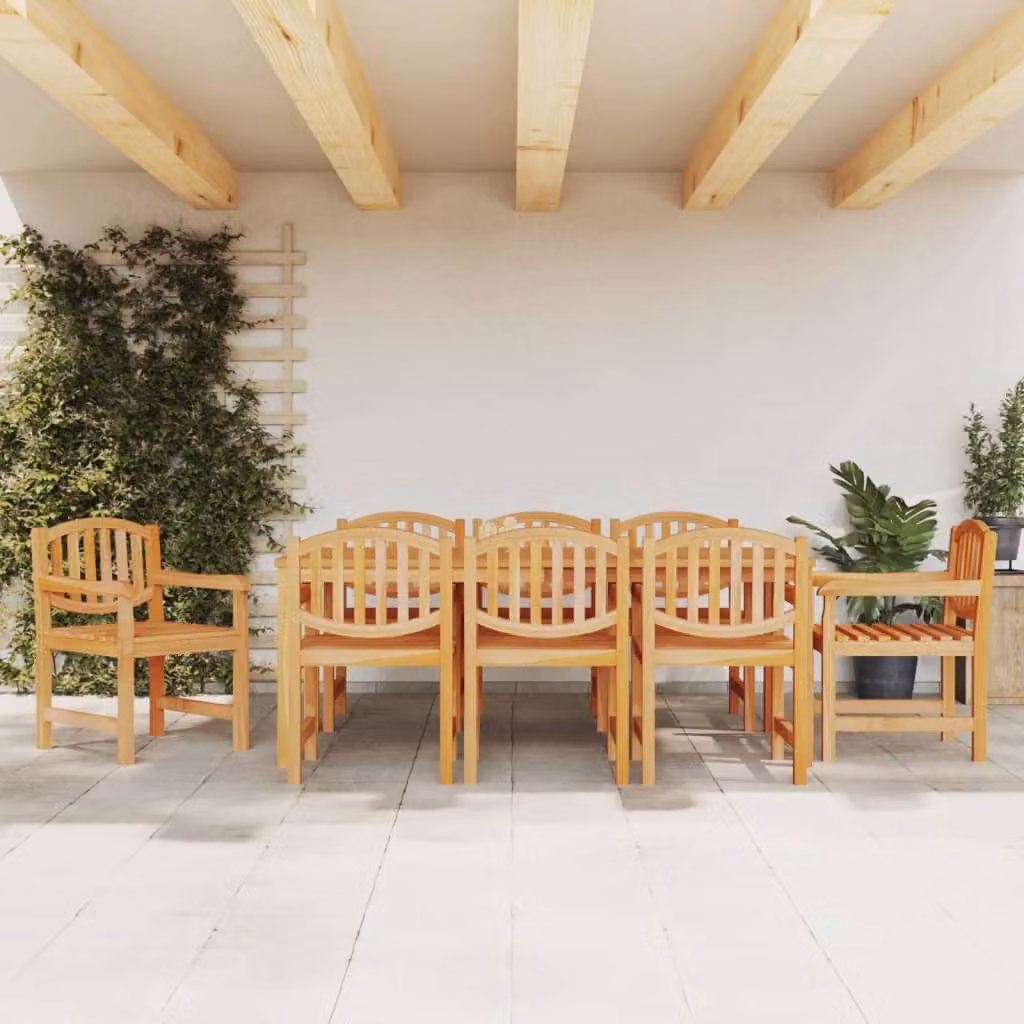 Set da pranzo per giardino vidaXL in legno di teak marrone, 9 pezzi