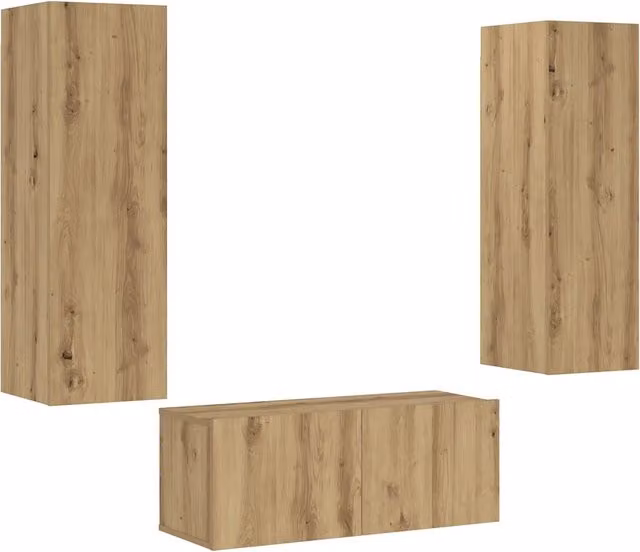 Mobili TV a Parete 3 pz | Armadietto TV | Mobile Porta TV Rovere Artigianale in Legno Multistrato