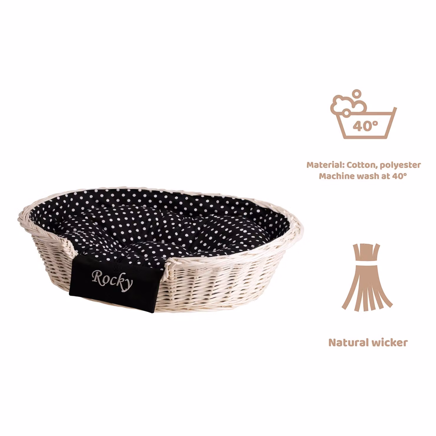 Cestino per cani in vimini ovale 75X57 H19 CM