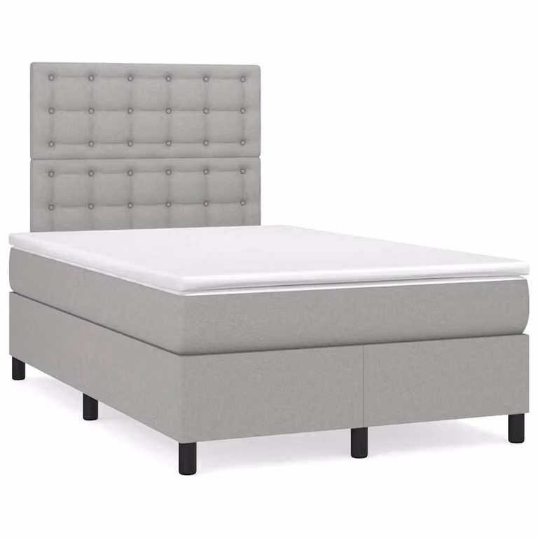 vidaXL Giroletto a Molle con Materasso Ibrido in Tessuto Grigio e Bianco L/P/H: 120 x 200 x 45 cm