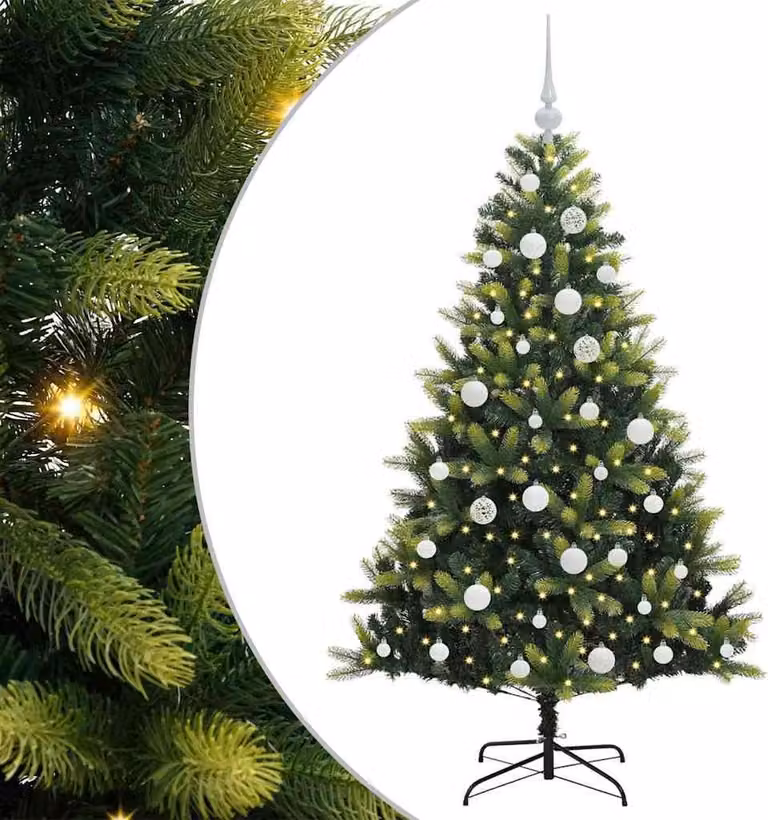 Albero di Natale Artificiale Pieghevole 150 LED Verde 150 cm