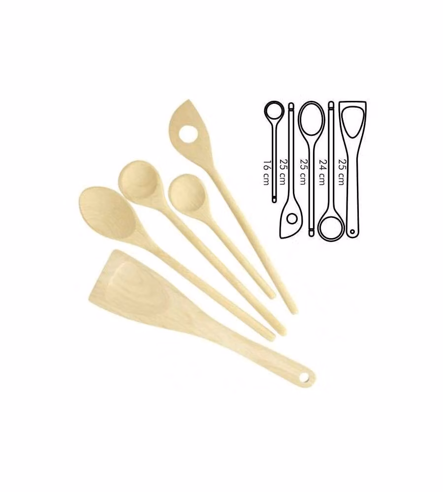 Cucchiai E Pala Legno Set Pz.5       Woody Tescoma