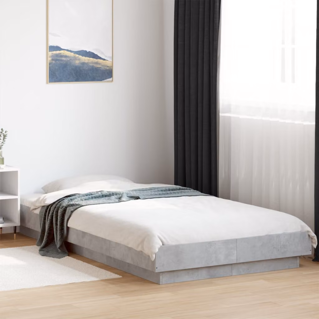 vidaXL Giroletto Moderno in Legno Grigio con Luci LED e Porta USB L: 190 cm, P: 95 cm