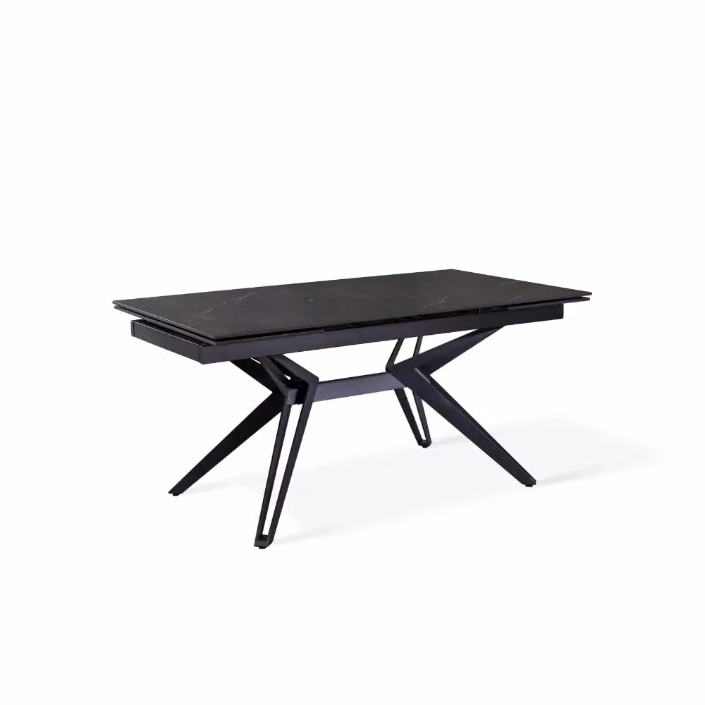 Tavolo da pranzo allungabile Iulius Duzzle in ceramica effetto marmo nero opaco, L: 160-240 cm, P: 90 cm, H: 76 cm – 2