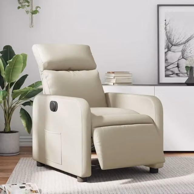 Poltrona Reclinabile Elettrica VIDAXL in Similpelle Beige con Braccioli