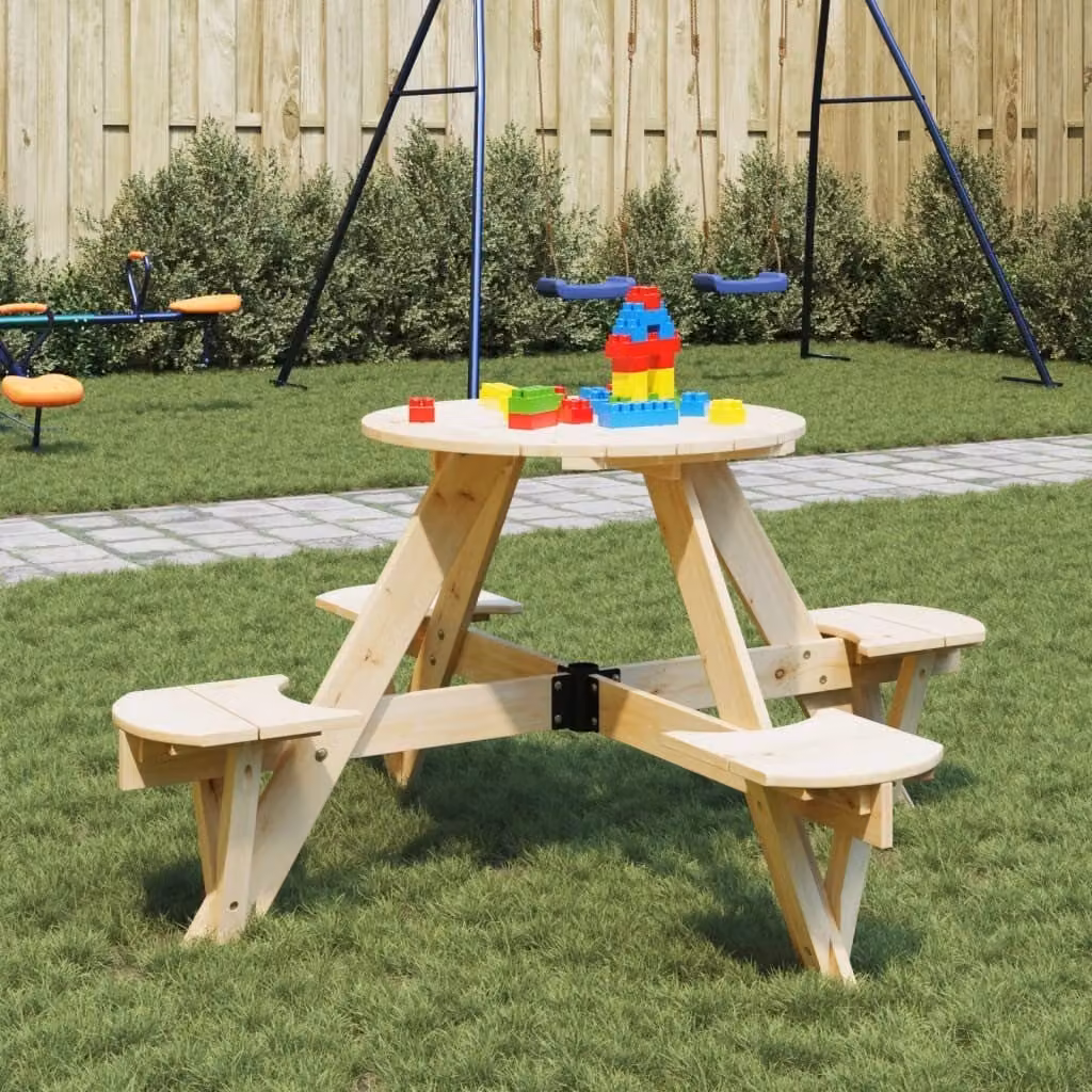 Maison Exclusive - Tavolo da picnic per 4 bambini, con foro per ombrello, in legno massello di abete
