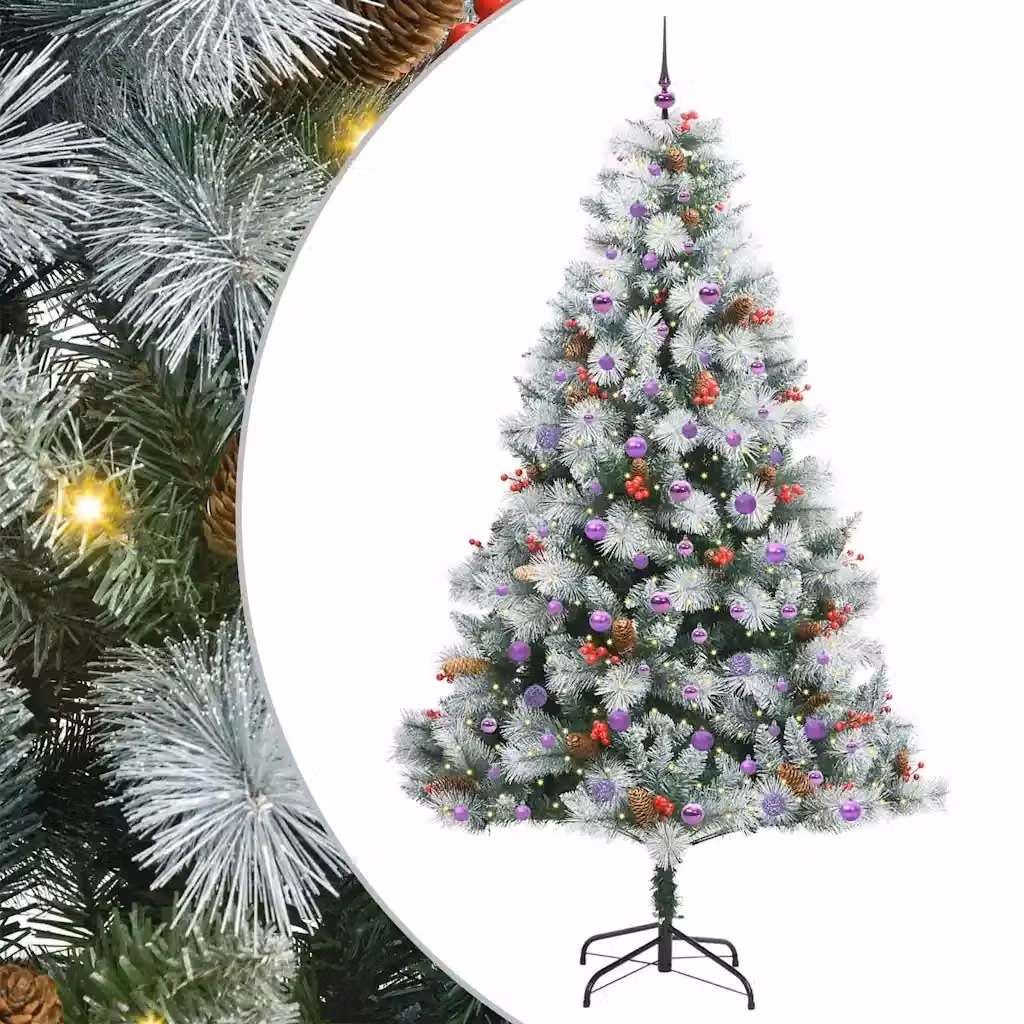 Albero di Natale artificiale moderno vidaXL verde e bianco, Altezza: 240 cm – 2
