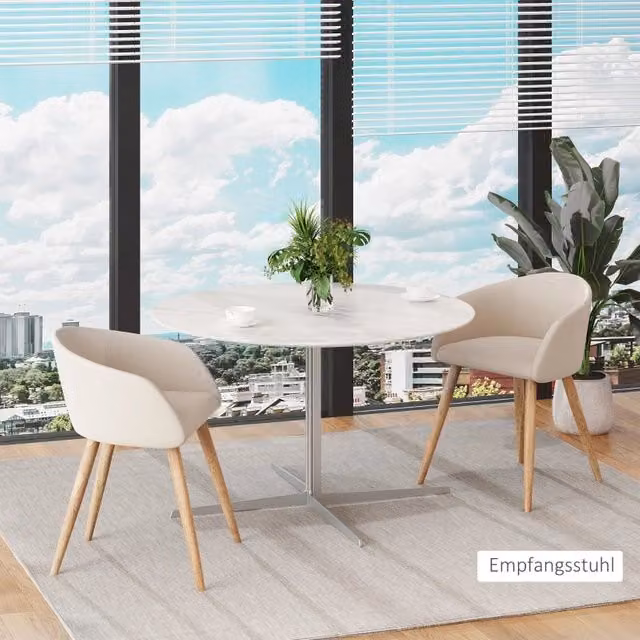 Set di 2 sedie da pranzo FOLYNA in stile scandinavo, imbottite con tessuto effetto lino beige e gambe in legno di gomma, L/P/H: 55 x 56 x 74 cm