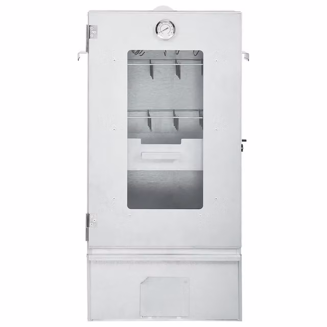 Forno Affumicatore BBQ con Tavolino vidaXL in Acciaio Zincato Argento con Termometro